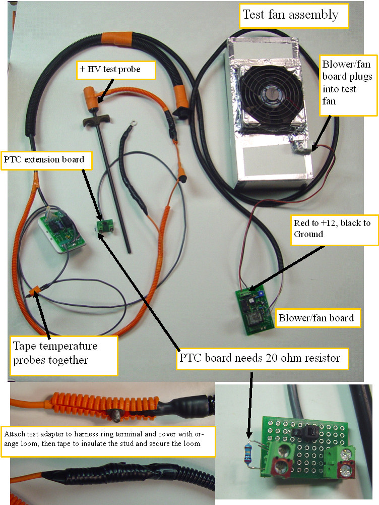 Attaching the test probes and test fan to the  first generation civic harness