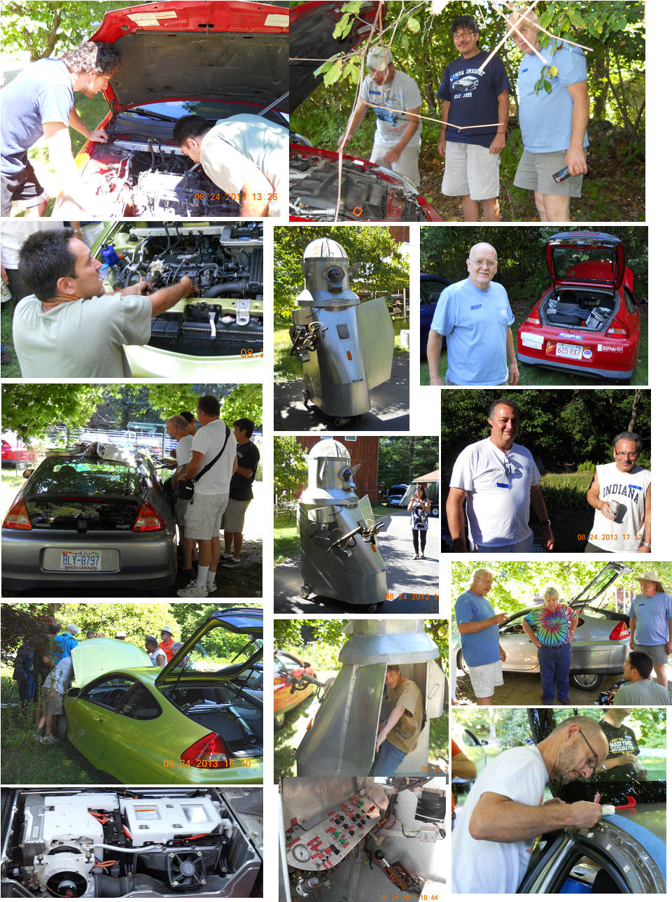 Dave Robie photos more hands on car work, Sparkie greets the people