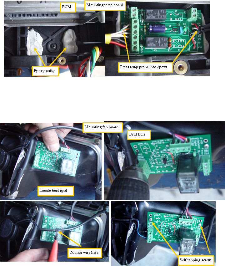 Mounting the temp  and the Fan boards