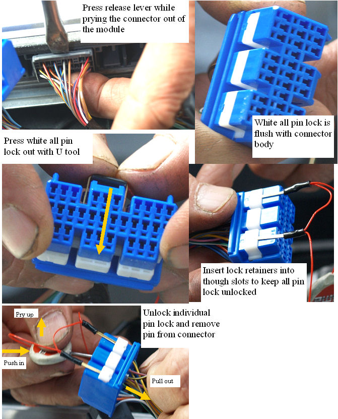 4. Removing the pins from the Multilock connectors