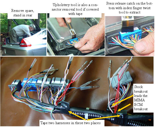 Pulling the connectors and securing the harness