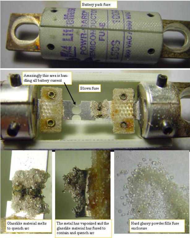 Inside the 100A semiconductor battery pack fuse