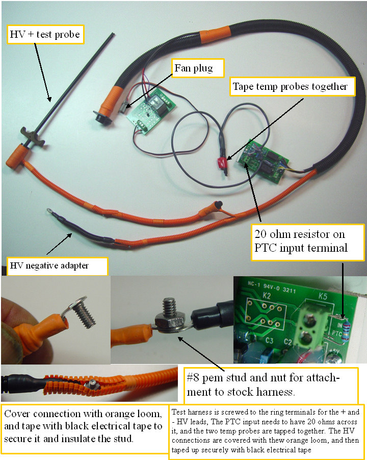 Attaching the test probes to the insight harness