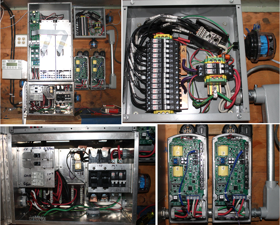 the finished load center and charge controller connections